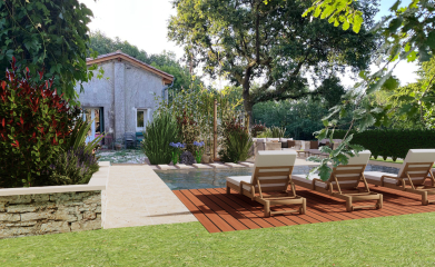 Am&eacute;nagement d'un espace ext&eacute;rieur avec piscine dans le Val d'Oise image 