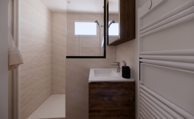 Conception 3D d&rsquo;une salle de bain &agrave; Vaur&eacute;al image 